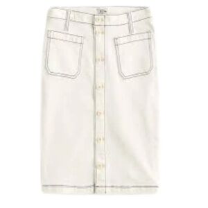 J.Crew women's denim skirt size 30 white button front long pencil straight